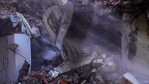 Destroying Old House With Bulldozer Mechanical Arm 16 alt