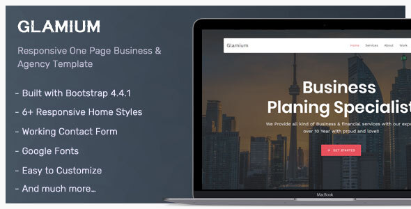 Nice Glamium - One Page Multipurpose HTML5 Template