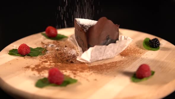 Spinning Wooden Stand with Chocolate Cake