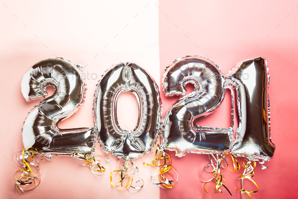 Balloon Bunting for celebration of New Year 2021 - Stock Photo - Images