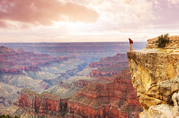 Hike in Grand Canyon - Stock Photo - Images