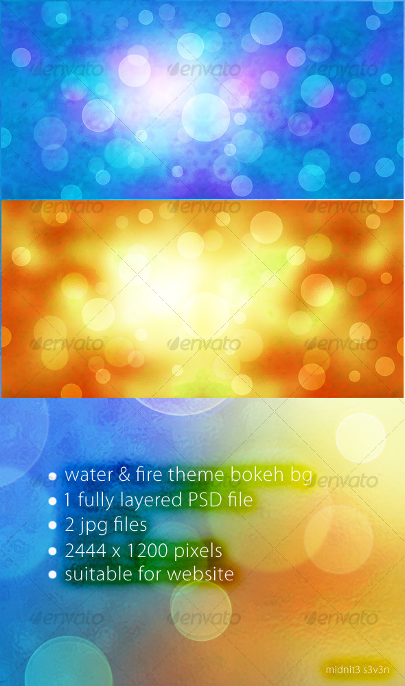Water & Fire Theme Bokeh Background - Backgrounds Graphics