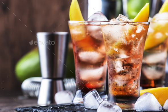 Alcoholic cocktail with mango - Stock Photo - Images