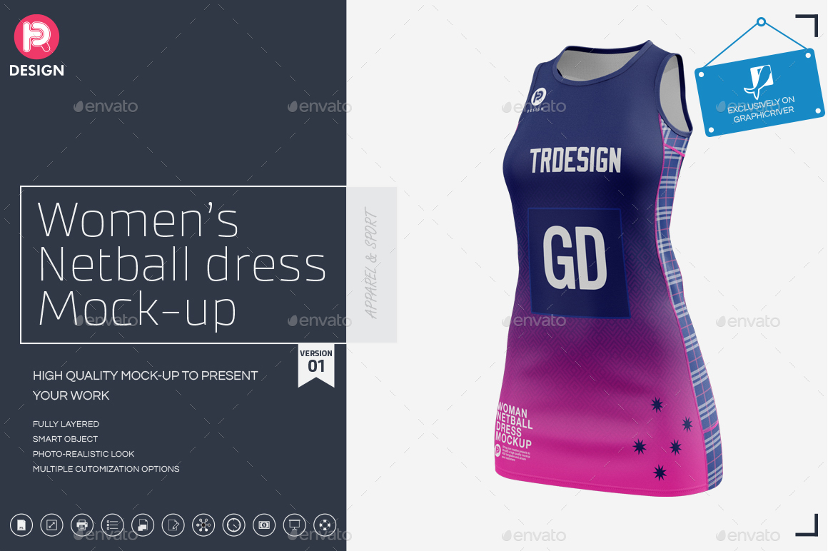Women's Netball Dress Mockup V1 by TRDesignme | GraphicRiver