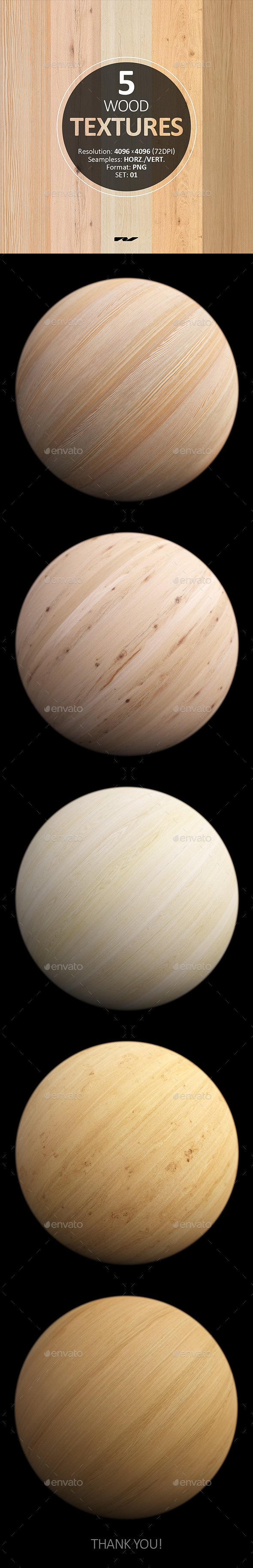 5 Wood Textures - 3Docean 25365020