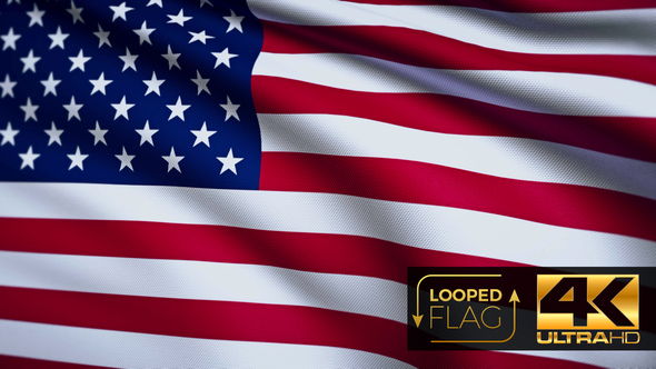 Flag 4K United States Of America On Realistic Looping Animation With Highly Detailed Fabric alt