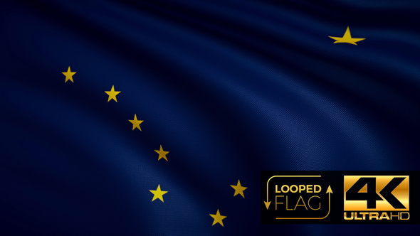 Flag 4K Alaska On Realistic Looping Animation With Highly Detailed Fabric alt