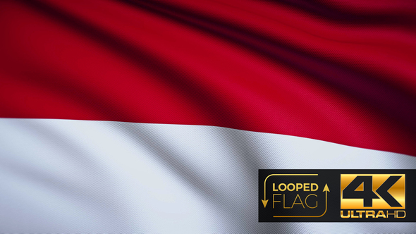 Flag 4K Indonesia On Realistic Looping Animation With Highly Detailed Fabric alt