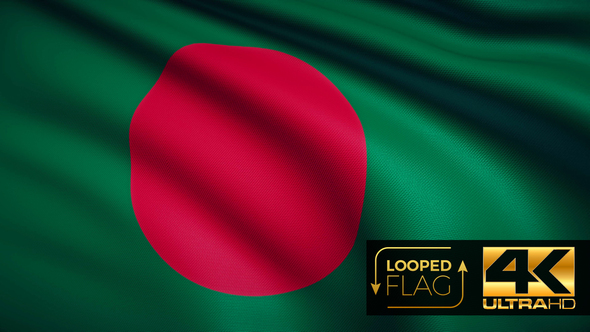 Flag 4K Bangladesh On Realistic Looping Animation With Highly Detailed Fabric alt