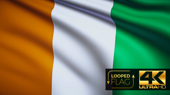 Flag 4K Ivory Coast On Realistic Looping Animation With Highly Detailed Fabric alt
