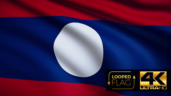 Flag 4K Laos On Realistic Looping Animation With Highly Detailed Fabric alt