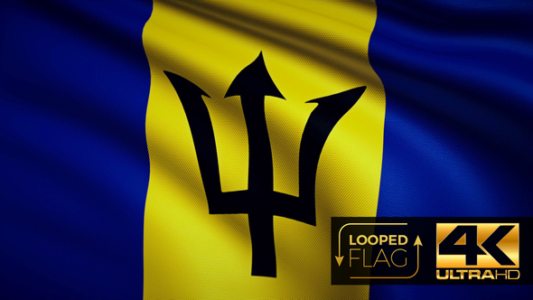 Flag 4K Barbados On Realistic Looping Animation With Highly Detailed Fabric alt