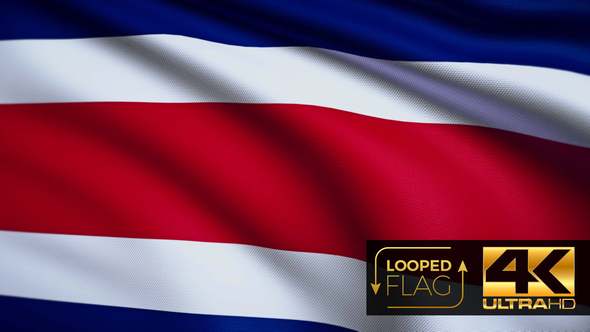 Flag 4K Costa Rica On Realistic Looping Animation With Highly Detailed Fabri alt