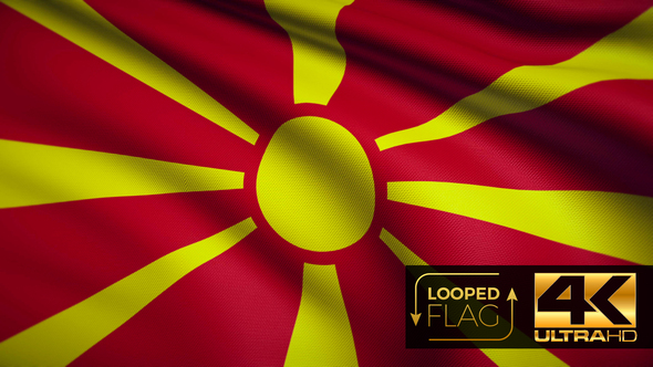 Flag 4K Macedonia On Realistic Looping Animation With Highly Detailed Fabric alt