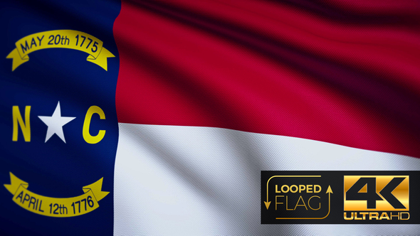 Flag 4K North Carolina On Realistic Looping Animation With Highly Detailed Fabric alt