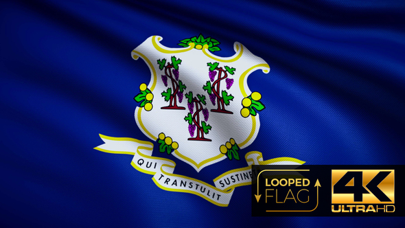 Flag 4K Connecticut On Realistic Looping Animation With Highly Detailed Fabric alt