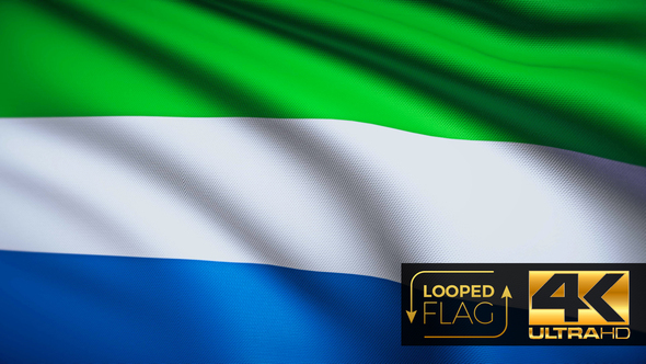 Flag 4K Sierra Leone On Realistic Looping Animation With Highly Detailed Fabric alt