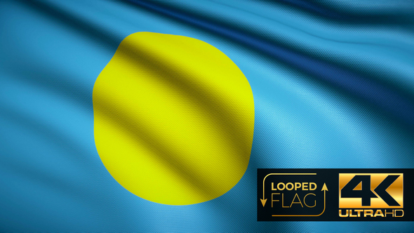 Flag 4K Palau On Realistic Looping Animation With Highly Detailed Fabric alt