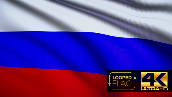 Flag 4K Russia On Realistic Looping Animation With Highly Detailed Fabric alt