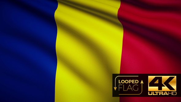 Flag 4K Romania On Realistic Looping Animation With Highly Detailed Fabric alt