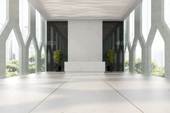 Interior of hotel and spa reception 3D illustration - Stock Photo - Images