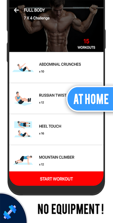 Workout At Home No Equipment Native Android Mobile App