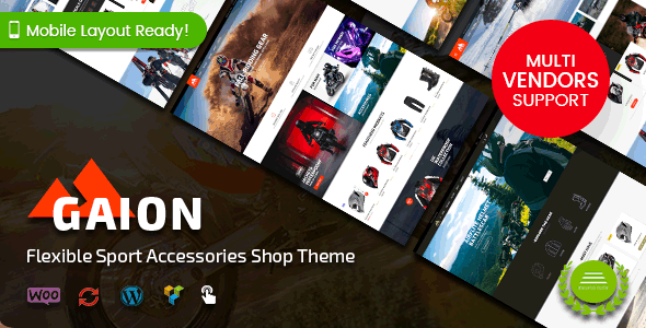 Gaion – Sport Accessories Shop WordPress WooCommerce Theme (Mobile Layout Ready)