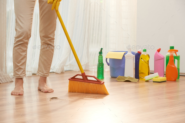 Sweeping Floor With Broom Stock Photo By Dragonimages Photodune