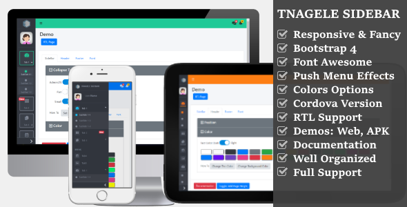 Tnagele SideBar: Fancy Responsive Sidebar Navigation