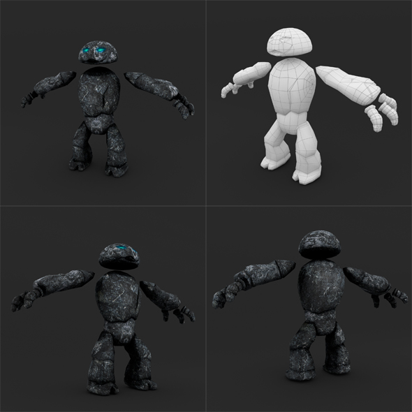 Stone Golem LowPoly Rigged Animation by vladhunter2708 | 3DOcean