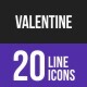 20 Valentine Line Inverted Icons