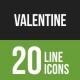 20 Valentine Line Green & Black Icons