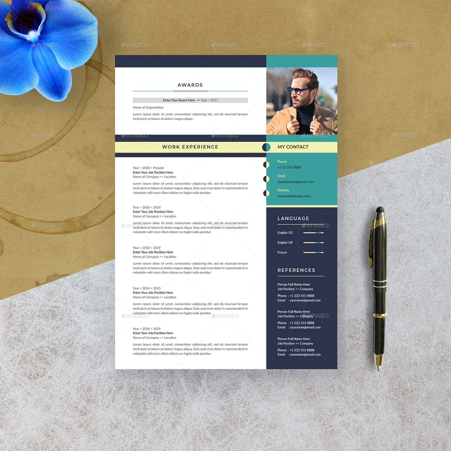 Resume/CV (2 Page) & Cover Letter, Print Templates | GraphicRiver