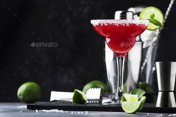 Watermelon margarita, alcoholic cocktail - Stock Photo - Images