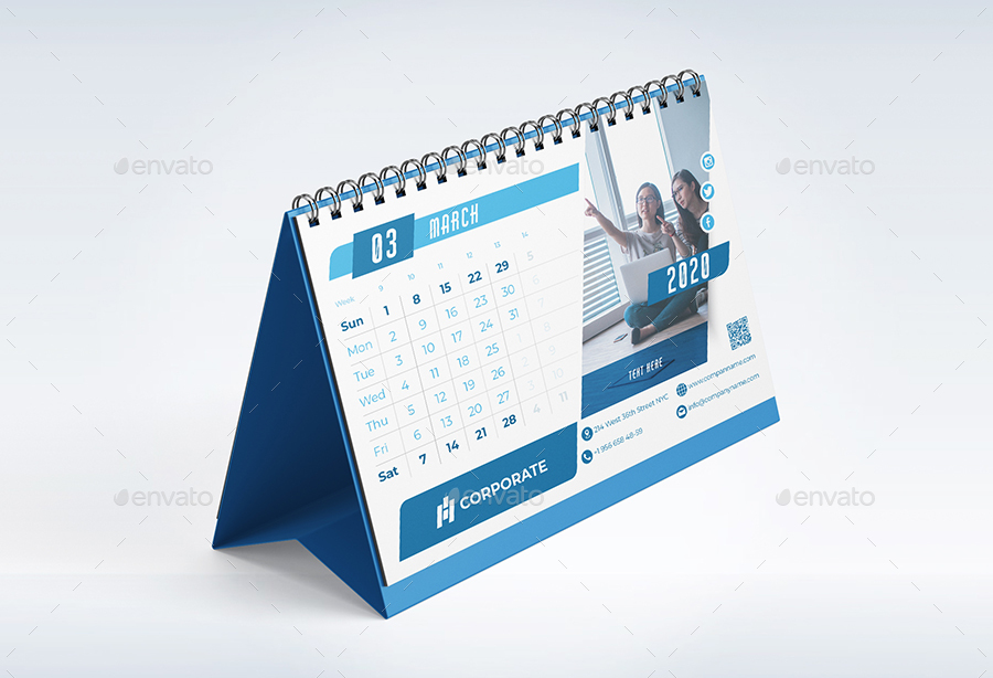 Desk Calendar 2020, Print Templates | GraphicRiver