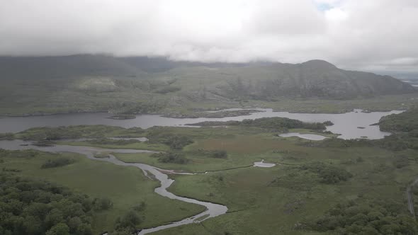 Misty Mountains In Peaceful Lake At Killarney National Park In The Gap Of Dunloe, Kerry County, Irel alt