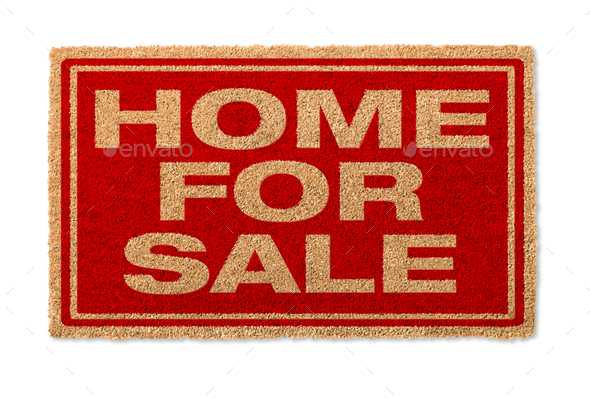 Home For Sale Welcome Mat Isolated On A White Background - Stock Photo - Images