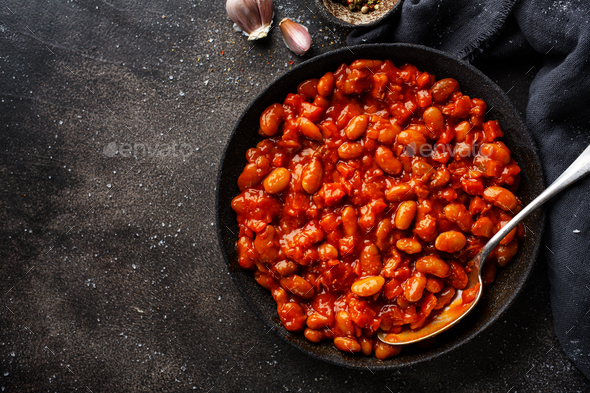 Baked beans with tomato sauce - Stock Photo - Images