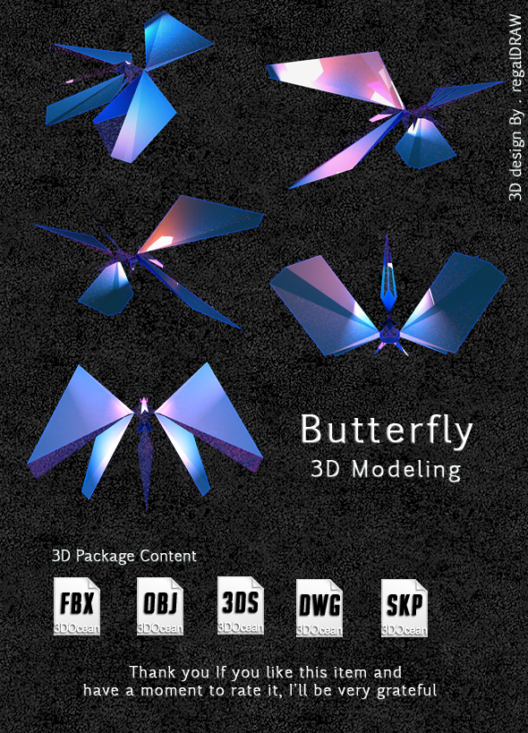 3D Butterfly Low - 3Docean 25145316
