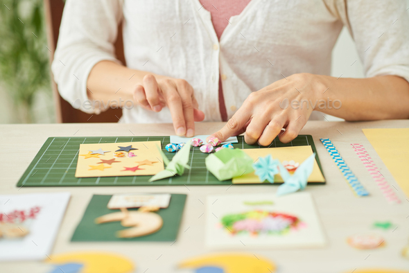 Creative Woman Making Greeting Cards - Stock Photo - Images