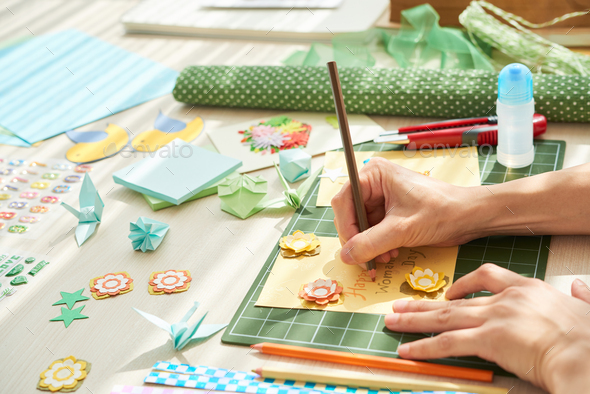Making Handmade Present for Mom - Stock Photo - Images