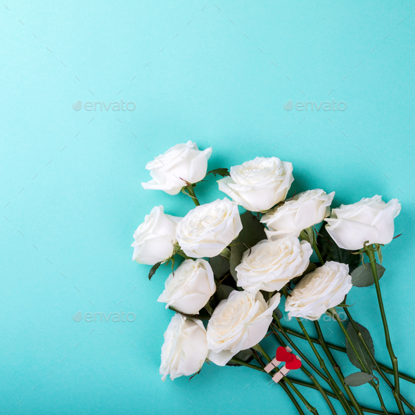 White Rose Bouquet.Holiday Day Valentine ,Birthday,Greeting Card,Gift. - Stock Photo - Images