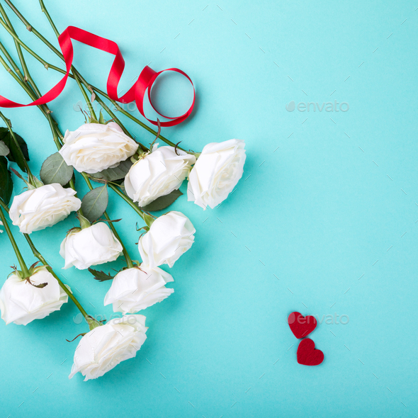 White Rose Bouquet.Holiday Day Valentine ,Birthday,Greeting Card,Gift. - Stock Photo - Images