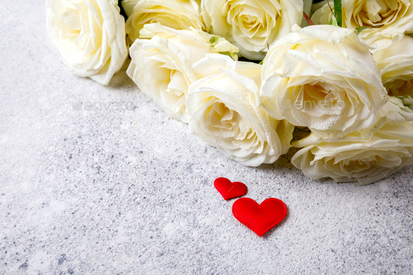 White Rose Bouquet.Holiday Day Valentine ,Birthday,Greeting Card,Gift. - Stock Photo - Images