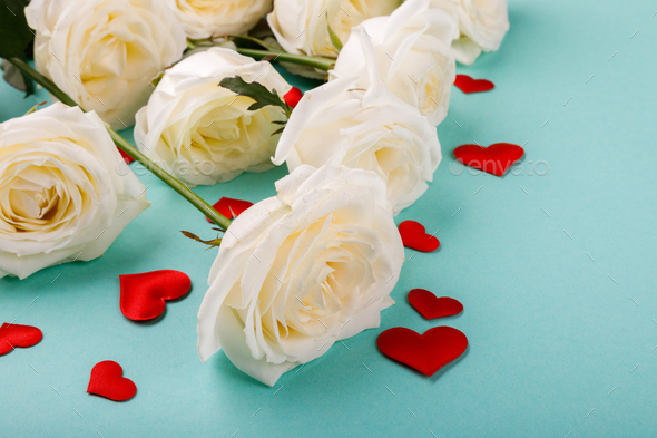 White Rose Bouquet.Holiday Day Valentine ,Birthday,Greeting Card,Gift. - Stock Photo - Images