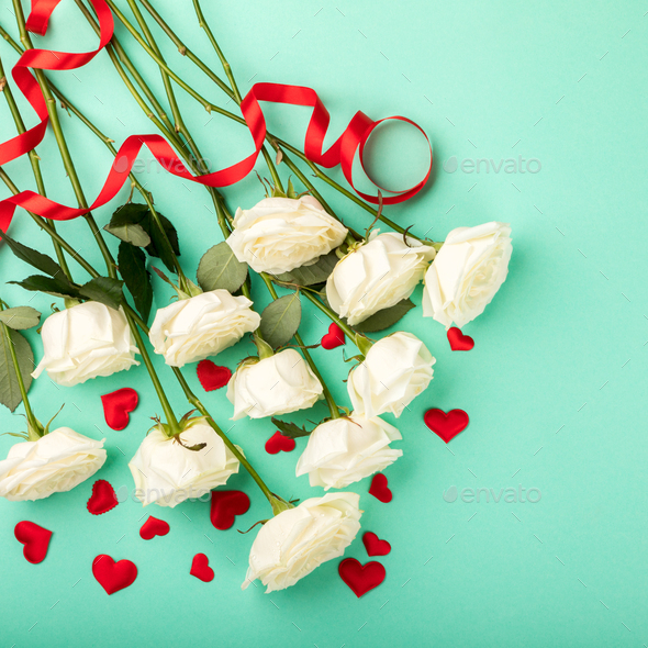 White Rose Bouquet.Holiday Day Valentine ,Birthday,Greeting Card,Gift. - Stock Photo - Images