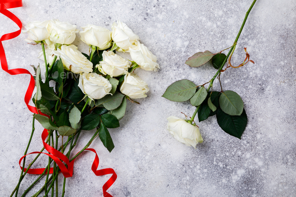 White Rose Bouquet.Holiday Day Valentine ,Birthday,Greeting Card,Gift. - Stock Photo - Images