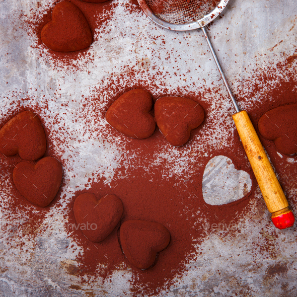 Chocolates in Heart-shape .Symbol Concept Holiday Valentine Day.Greeting Card,Gift. - Stock Photo - Images