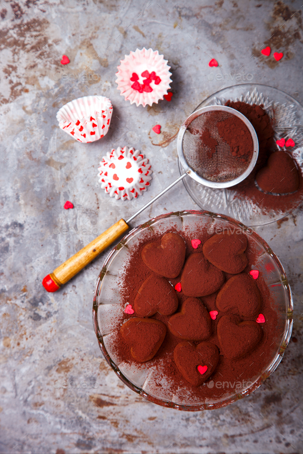 Chocolates in Heart-shape .Symbol Concept Holiday Valentine Day.Greeting Card,Gift. - Stock Photo - Images