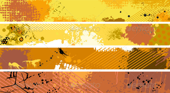 Grunge Orange Banner Set
